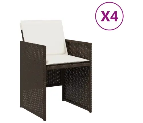Dārza Krēsli, 4 Gab., Ar Matračiem, Pe Rotangpalma, Brūni Vidaxl