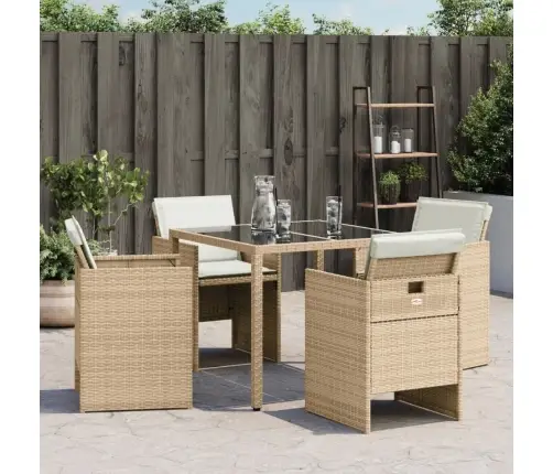 Sodo Kėdės Su Pagalvėlėmis, 4Vnt., Smėlio Spalvos, Poliratanas