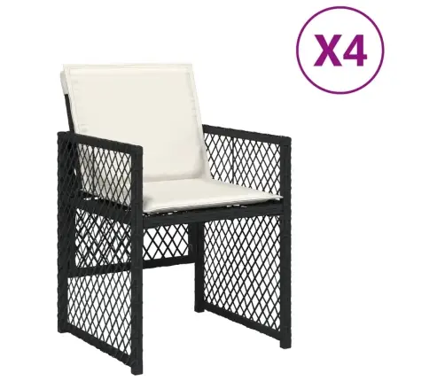 Dārza Krēsli, 4 Gab., Ar Matračiem, Pe Rotangpalma, Melni Vidaxl