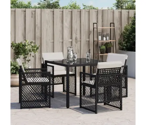 Dārza Krēsli, 4 Gab., Ar Matračiem, Pe Rotangpalma, Melni Vidaxl