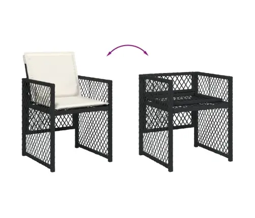 Dārza Krēsli, 4 Gab., Ar Matračiem, Pe Rotangpalma, Melni Vidaxl