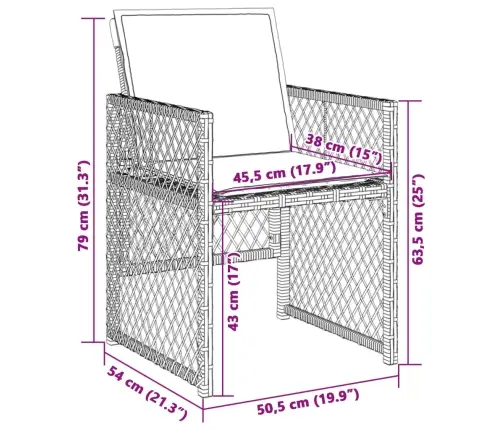 Dārza Krēsli, 4 Gab., Ar Matračiem, Pe Rotangpalma, Melni Vidaxl