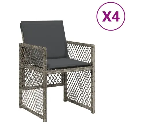 Dārza Krēsli Ar Matračiem, 4 Gab., Pelēka Pe Rotangpalma Vidaxl