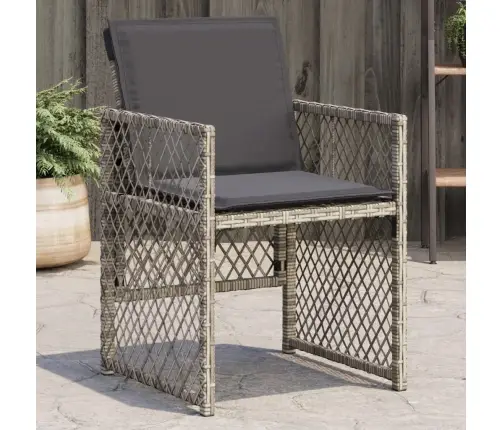 Dārza Krēsli Ar Matračiem, 4 Gab., Pelēka Pe Rotangpalma Vidaxl