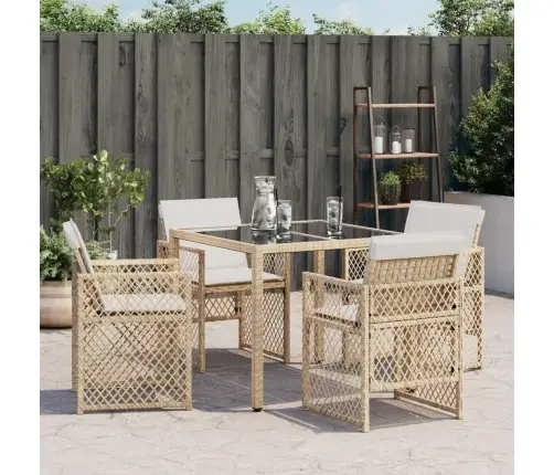 Dārza Krēsli Ar Matračiem, 4 Gab., Bēša Pe Rotangpalma Vidaxl