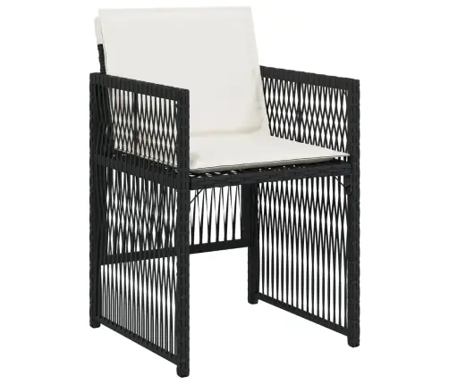 Sodo Kėdės Su Pagalvėlėmis, 4Vnt., Juodos Spalvos, Poliratanas