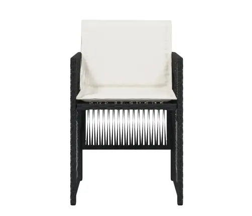 Sodo Kėdės Su Pagalvėlėmis, 4Vnt., Juodos Spalvos, Poliratanas