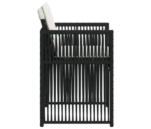 Sodo Kėdės Su Pagalvėlėmis, 4Vnt., Juodos Spalvos, Poliratanas