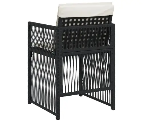 Sodo Kėdės Su Pagalvėlėmis, 4Vnt., Juodos Spalvos, Poliratanas