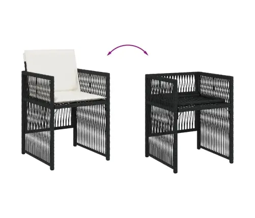 Sodo Kėdės Su Pagalvėlėmis, 4Vnt., Juodos Spalvos, Poliratanas