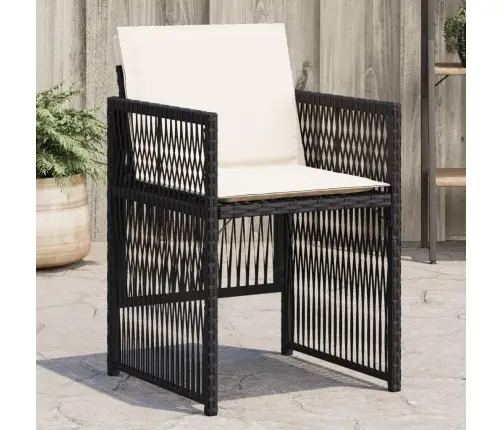 Sodo Kėdės Su Pagalvėlėmis, 4Vnt., Juodos Spalvos, Poliratanas