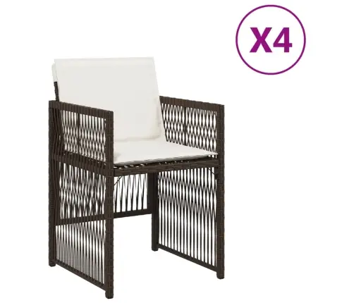 Sodo Kėdės Su Pagalvėlėmis, 4Vnt., Rudos Spalvos, Poliratanas