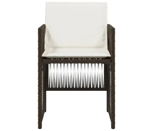 Sodo Kėdės Su Pagalvėlėmis, 4Vnt., Rudos Spalvos, Poliratanas