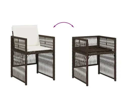 Sodo Kėdės Su Pagalvėlėmis, 4Vnt., Rudos Spalvos, Poliratanas