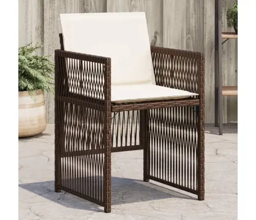 Sodo Kėdės Su Pagalvėlėmis, 4Vnt., Rudos Spalvos, Poliratanas