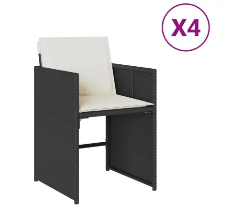 Dārza Krēsli, 4 Gab., Ar Matračiem, Pe Rotangpalma, Melni Vidaxl