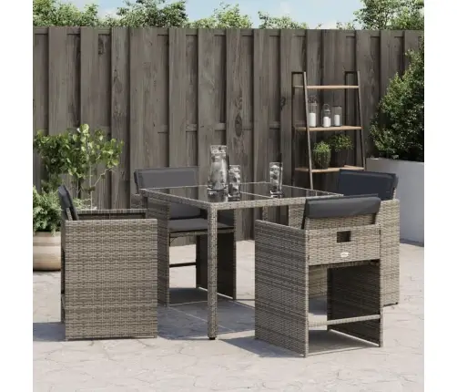 Sodo Kėdės Su Pagalvėlėmis, 4Vnt., Pilkos Spalvos, Poliratanas