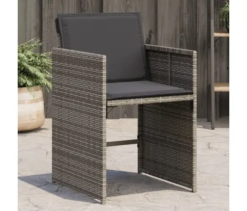 Sodo Kėdės Su Pagalvėlėmis, 4Vnt., Pilkos Spalvos, Poliratanas