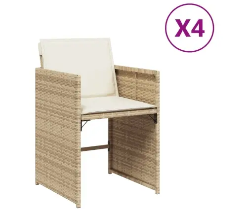 Dārza Krēsli Ar Matračiem, 4 Gab., Bēša Pe Rotangpalma Vidaxl