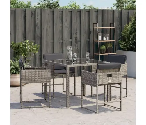 Dārza Krēsli Ar Matračiem, 4 Gab., Pelēka Pe Rotangpalma Vidaxl