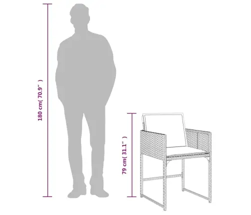 Dārza Krēsli Ar Matračiem, 4 Gab., Pelēka Pe Rotangpalma Vidaxl