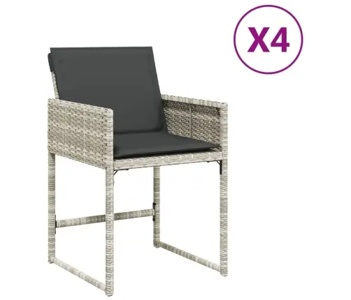 Dārza Krēsli Ar Matračiem, 4 Gab., Gaiši Pelēka Pe Rotangpalma Vidaxl