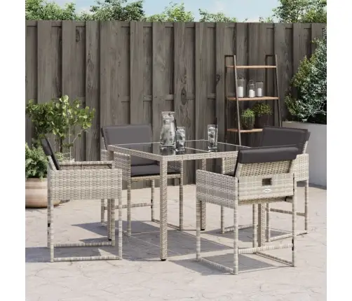 Dārza Krēsli Ar Matračiem, 4 Gab., Gaiši Pelēka Pe Rotangpalma Vidaxl