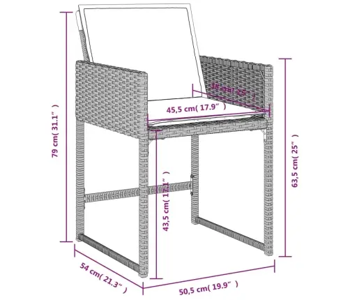 Dārza Krēsli Ar Matračiem, 4 Gab., Gaiši Pelēka Pe Rotangpalma Vidaxl
