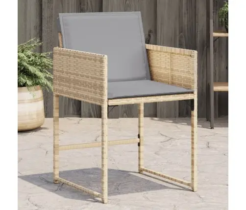 Dārza Krēsli Ar Matračiem, 4 Gab., Bēša Polietilēna Rotangpalma Vidaxl