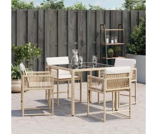 Dārza Krēsli Ar Matračiem, 4 Gab., Bēša Pe Rotangpalma Vidaxl