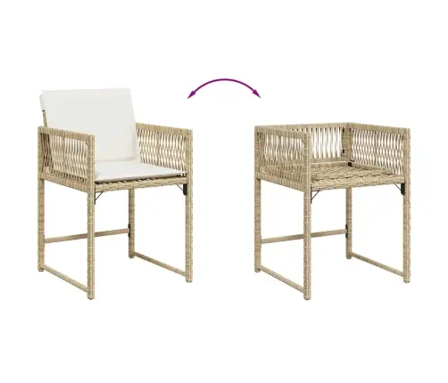 Dārza Krēsli Ar Matračiem, 4 Gab., Bēša Pe Rotangpalma Vidaxl