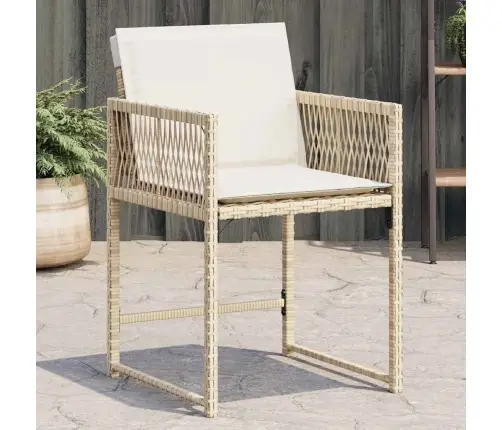 Dārza Krēsli Ar Matračiem, 4 Gab., Bēša Pe Rotangpalma Vidaxl