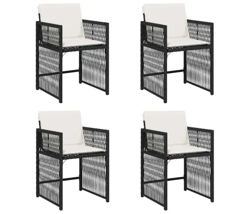 Sodo Kėdės Su Pagalvėlėmis, 4Vnt., Juodos Spalvos, Poliratanas Sodo Kėdės Su Pagalvėlėmis, 4Vnt., Juodos Spalvos, Poliratanas