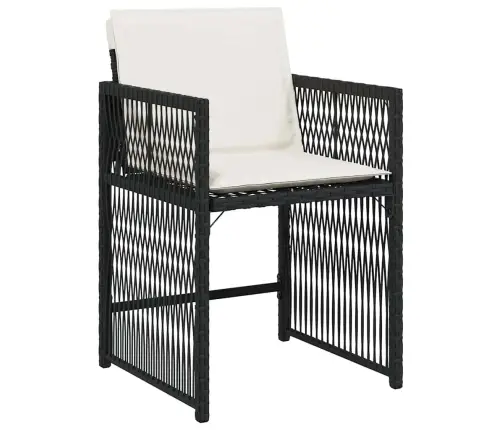 Sodo Kėdės Su Pagalvėlėmis, 4Vnt., Juodos Spalvos, Poliratanas Sodo Kėdės Su Pagalvėlėmis, 4Vnt., Juodos Spalvos, Poliratanas