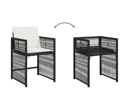 Sodo Kėdės Su Pagalvėlėmis, 4Vnt., Juodos Spalvos, Poliratanas Sodo Kėdės Su Pagalvėlėmis, 4Vnt., Juodos Spalvos, Poliratanas