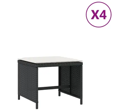 Dārza Soli Ar Matračiem, 4 Gab., Melni, 41X41X36 Cm, Pe Vidaxl