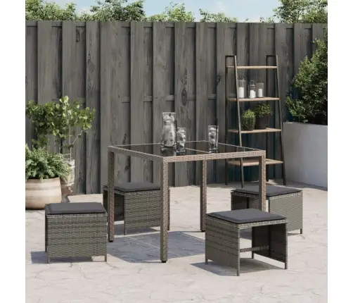 Taburetės Su Pagalvėmis, 4Vnt., Pilkos, 41X41X36cm Poliratanas