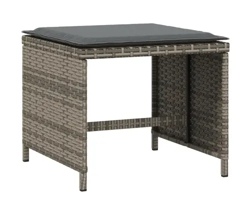 Taburetės Su Pagalvėmis, 4Vnt., Pilkos, 41X41X36cm Poliratanas