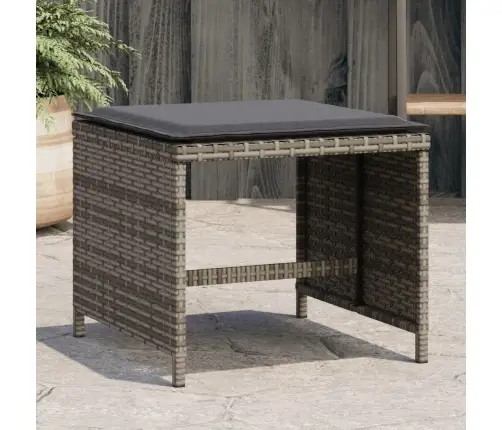 Taburetės Su Pagalvėmis, 4Vnt., Pilkos, 41X41X36cm Poliratanas