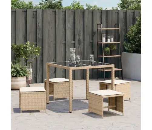 Dārza Soli Ar Matračiem, 4 Gab., Bēši, 41X41X36 Cm, Pe Vidaxl