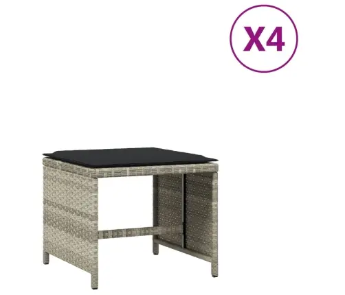 Dārza Soli Ar Matračiem, 4 Gab., Gaiši Pelēki, 41X41X36 Cm, Pe Vidaxl