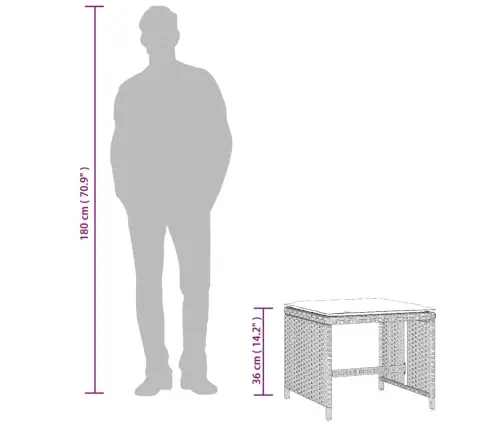 Dārza Soli Ar Matračiem, 4 Gab., Gaiši Pelēki, 41X41X36 Cm, Pe Vidaxl