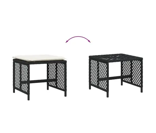 Dārza Soli Ar Matračiem, 4 Gab., Melni, 41X41X36 Cm, Pe Vidaxl