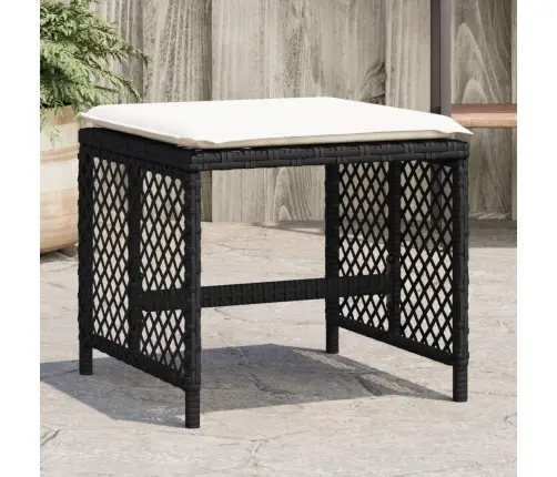 Dārza Soli Ar Matračiem, 4 Gab., Melni, 41X41X36 Cm, Pe Vidaxl