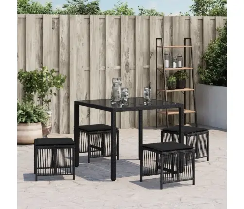 Dārza Soli Ar Matračiem, 4 Gab., Melni, 41X41X36 Cm, Pe Vidaxl