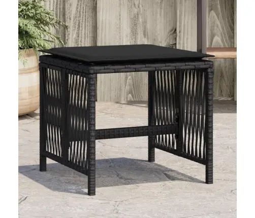 Dārza Soli Ar Matračiem, 4 Gab., Melni, 41X41X36 Cm, Pe Vidaxl