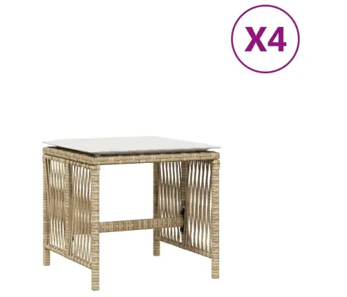 Dārza Soli Ar Matračiem, 4 Gab., Bēši, 41X41X36 Cm, Pe Vidaxl