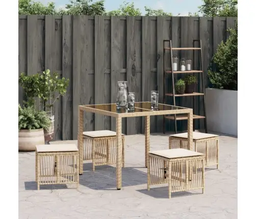 Dārza Soli Ar Matračiem, 4 Gab., Bēši, 41X41X36 Cm, Pe Vidaxl