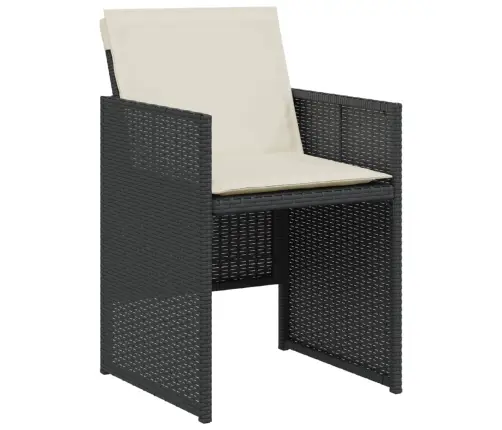 3-Daļīgs Bistro Mēbeļu Komplekts, Matrači, Melna Pe Rotangpalma Vidaxl