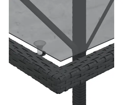 3-Daļīgs Bistro Mēbeļu Komplekts, Matrači, Melna Pe Rotangpalma Vidaxl